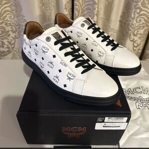 MCM Derby Visetos Sneakers Lo Men’s Size 43 (10US) Terrain White/Black NEW NIB